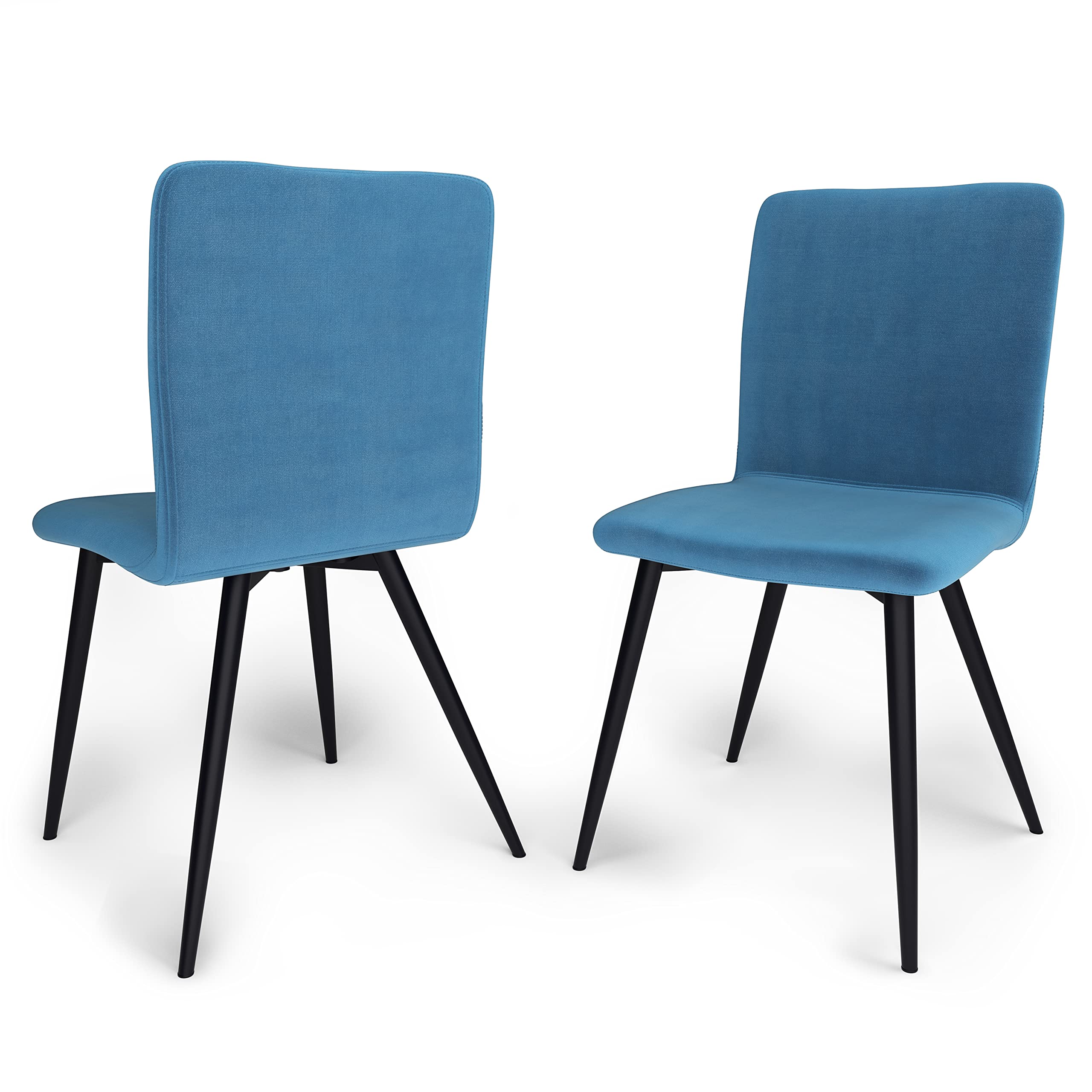 SIMPLIHOME Baylor Mid Century Modern Dining Chair (Set of 2) in Blue Velvet Fabric, For the Dining Room