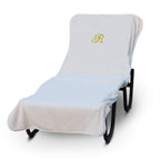 Luxury Hotel & Spa Monogrammed Pool Chaise Lounge Cover, Gold Embroidered - Extra Absorbent 100% Turkish Cotton- Soft Terry - Hotel-Style, Standard Size 90' X 29' - Script R White