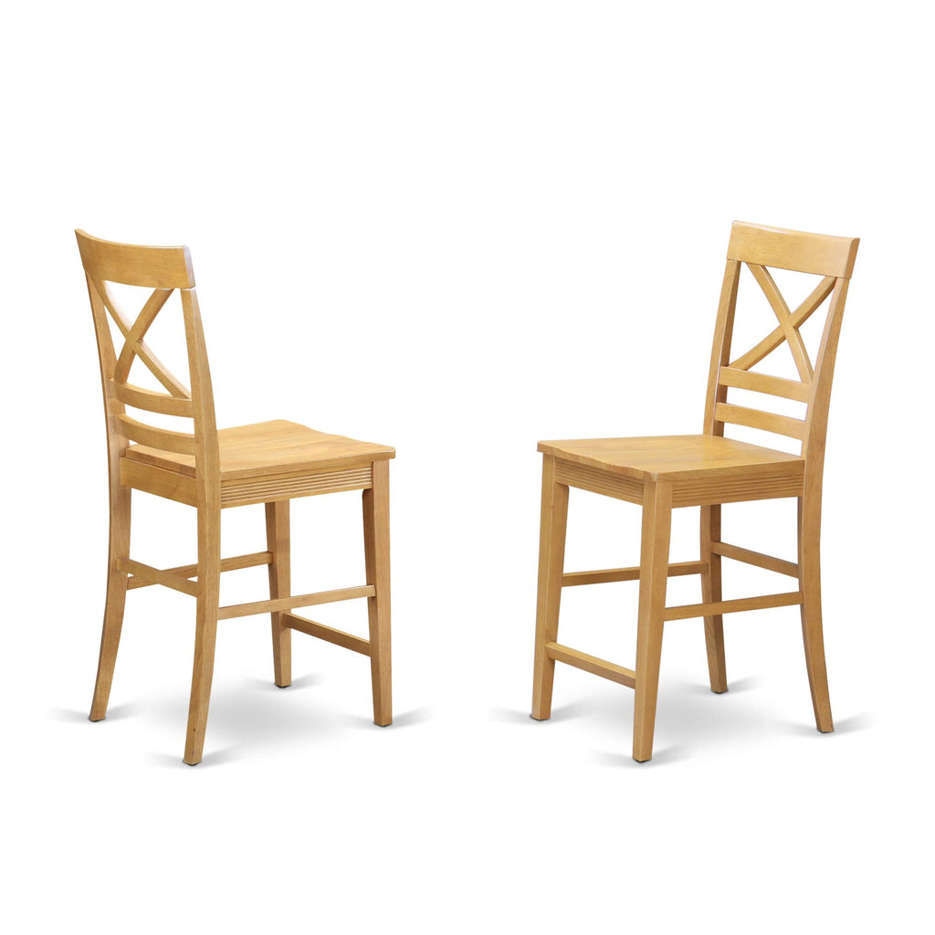 East West Furniture CFQU5-OAK-W CAF 5 Piece Counter Height Pub Set Includes a Square Table and 4 Dining Room Chairs, 42x42 Inch, Oak