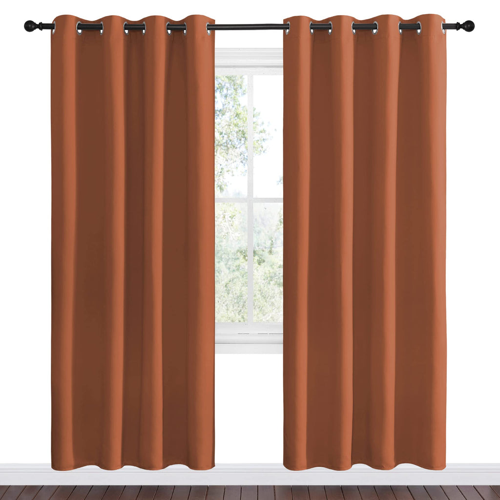 Nicetown Halloween Burnt Orange Insulated Curtains Blackout Draperies - Triple Weave Microfiber Home Thermal Insulated Solid Rin
