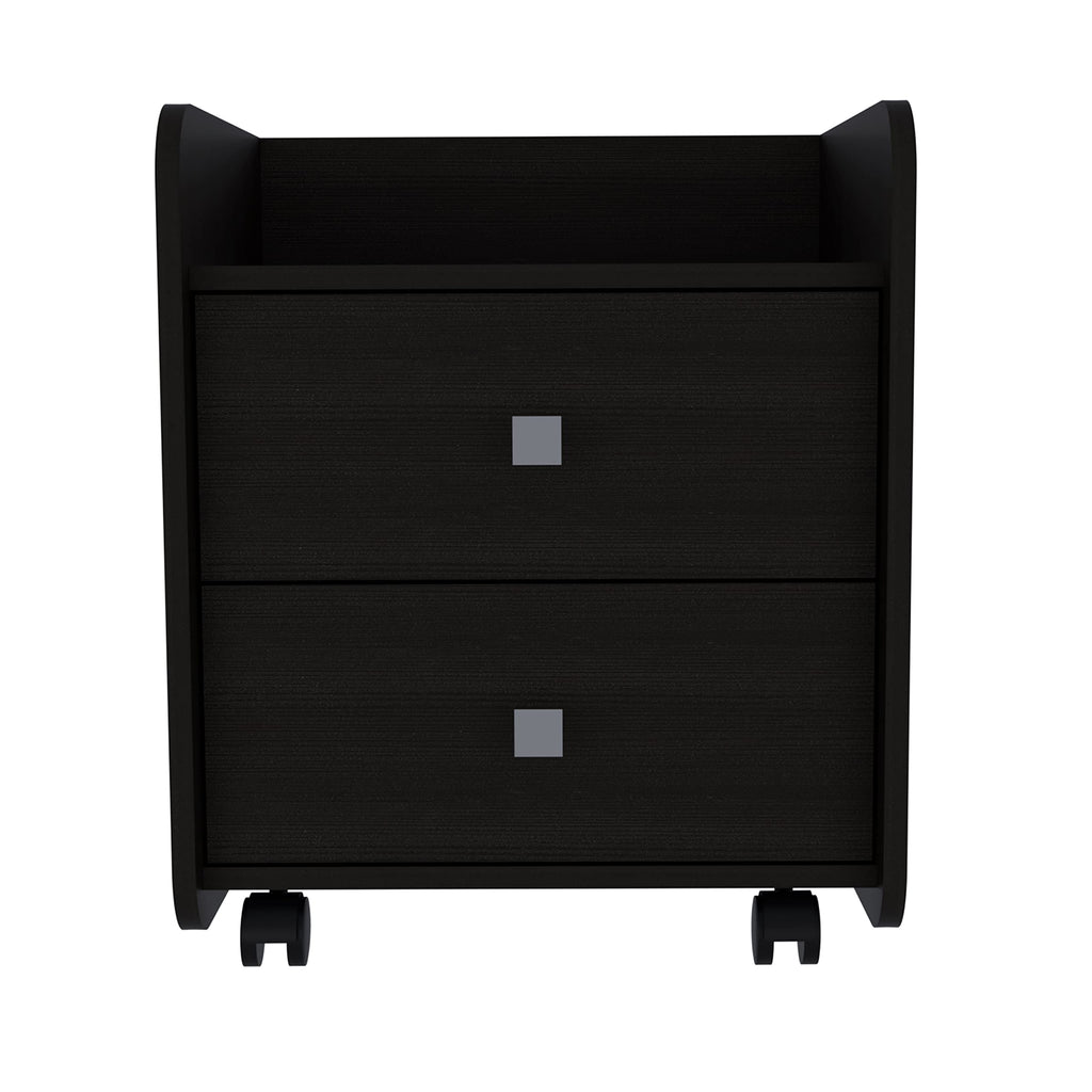 Marsella Nightstand, 2 Drawers, Superior Top, Metal Handle, Black Wengue for Bedroom