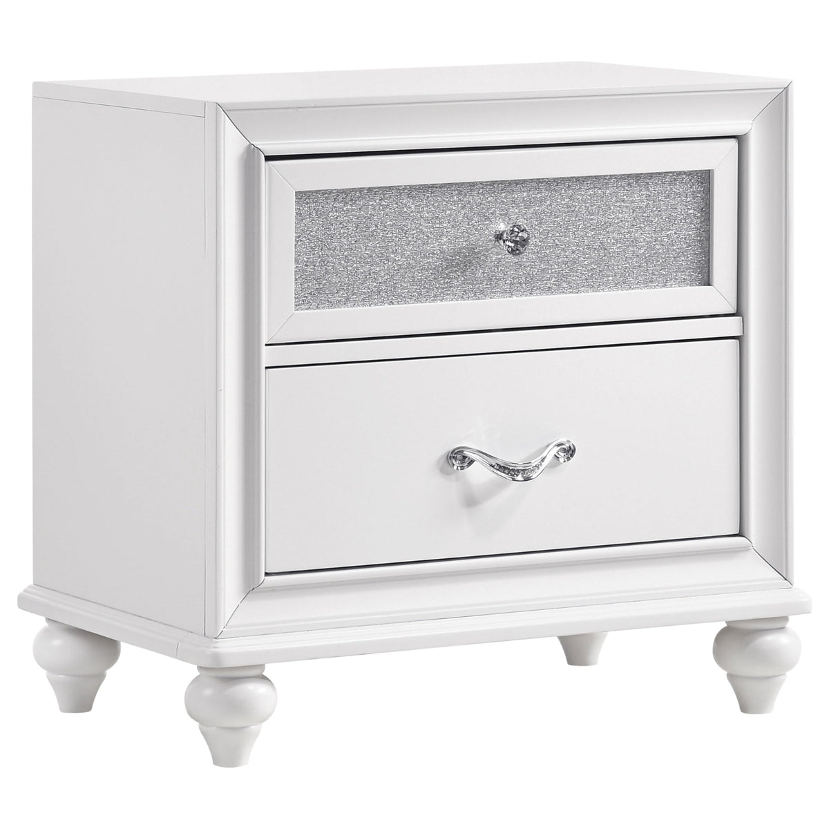 Coaster Home Furnishings Barzini Modern Classic Wood 2-Drawer Bedroom Nightstand Bedside Table Organizer Unit White 205892