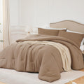 Quataly Oversized Queen Comforter Sets Taupebrown,3Pcs Soft Lightweight Breathable Bedding Comforter Sets For All Season, Queen