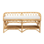 Baxton Studio Leryn Rattan Bench, White/Natural Brown (233-13162-HiT)