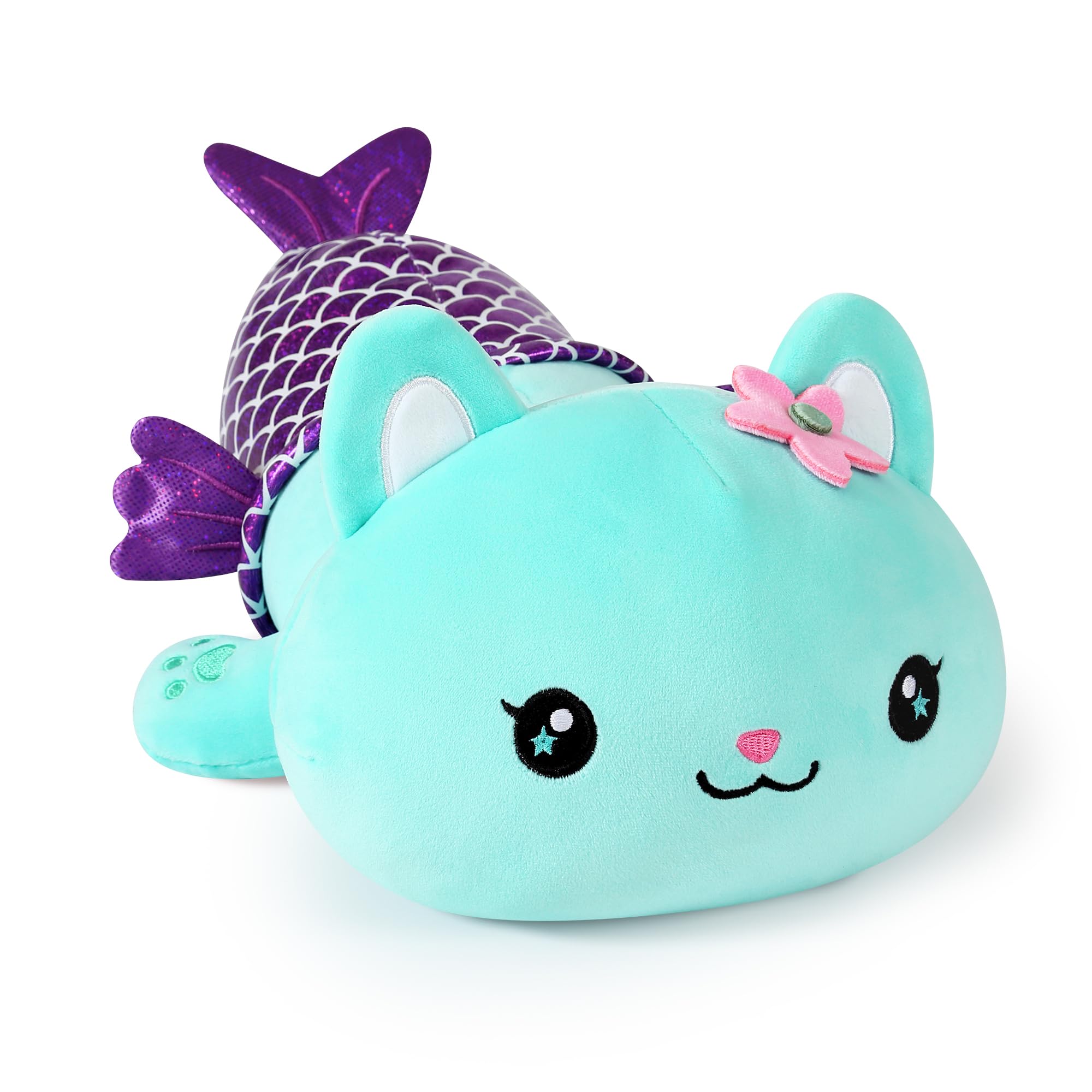 Onsoyours Cute Kitten Mermaid Plush Toy Stuffed Animal Kitty Soft Mermaid Cat Plush Pillow For Kids (Blue Cat Mermaid, 12 ')