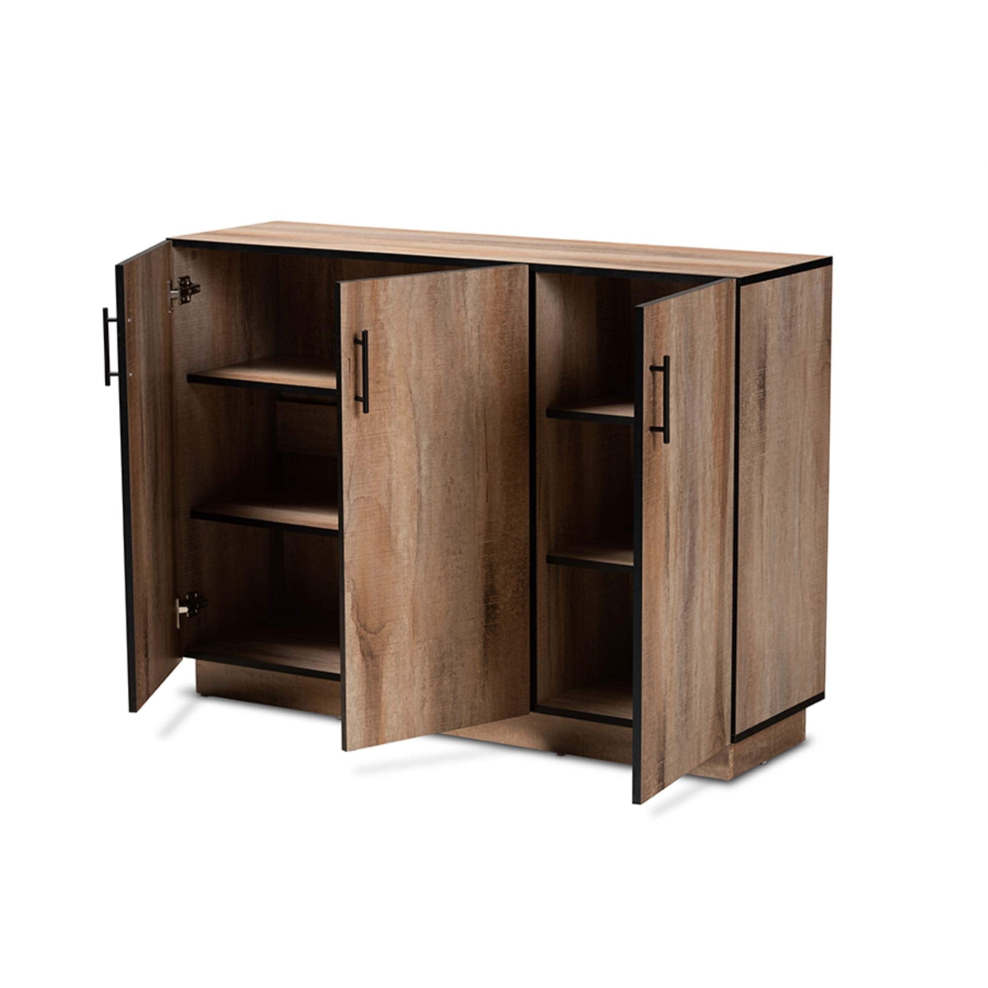 Baxton Studio Patton Modern and Contemporary Natural Oak Finished Wood 3-Door Dining Room Sideboard Buffet