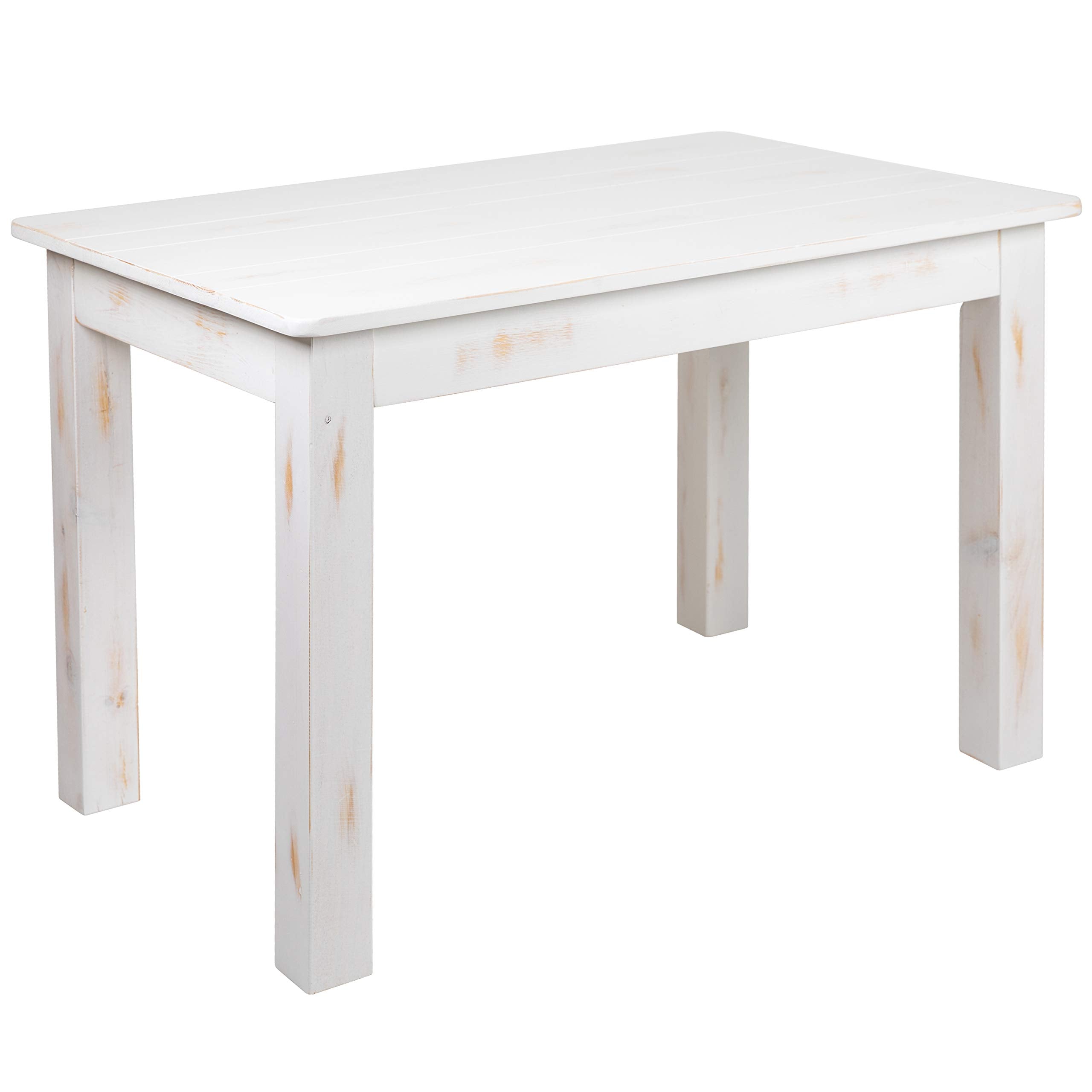 Flash Furniture Hercules Series 46&quot; X 30&quot; Rectangular Antique Rustic White Solid Pine Farm Dining Table
