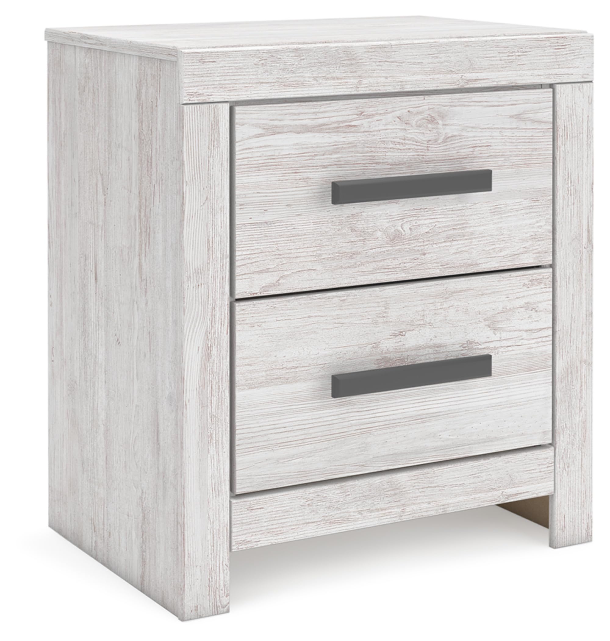 Signature Design by Ashley Cayboni Vintage 2 Drawer Nightstand with Safety Stop for Bedroom, 24.37 Tall, White