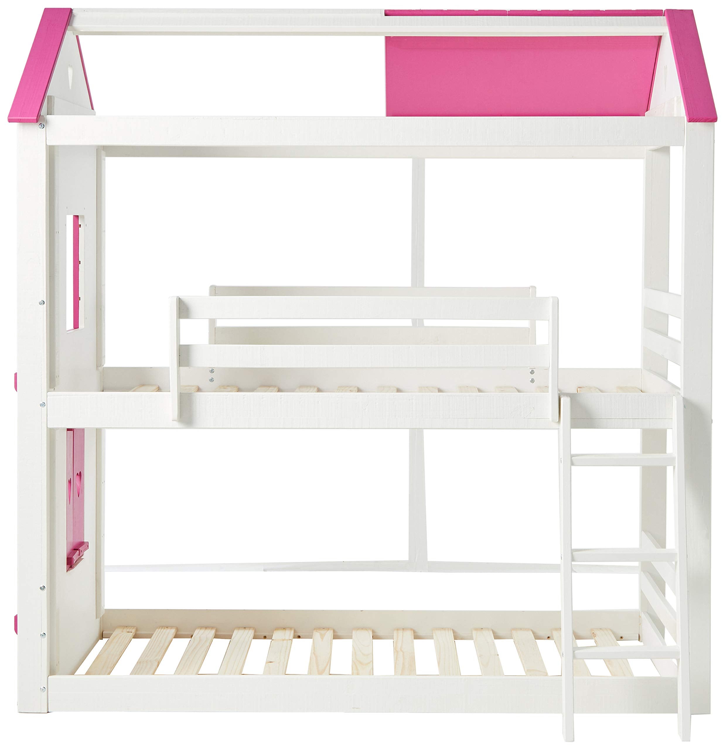 Donco Kids Sweet Heart Novelty Twin Over Twin Bunkbed In White & Pink Finish