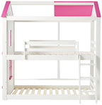 Donco Kids Sweet Heart Novelty Twin Over Twin Bunkbed In White & Pink Finish
