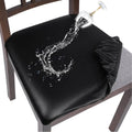 Searchi Waterproof Pu Leather Seat Covers For Dining Chairs, 2 Pack Stretch Dining Room Chair Seat Covers, Kitchen Chair Seat Covers Protectors (Black)