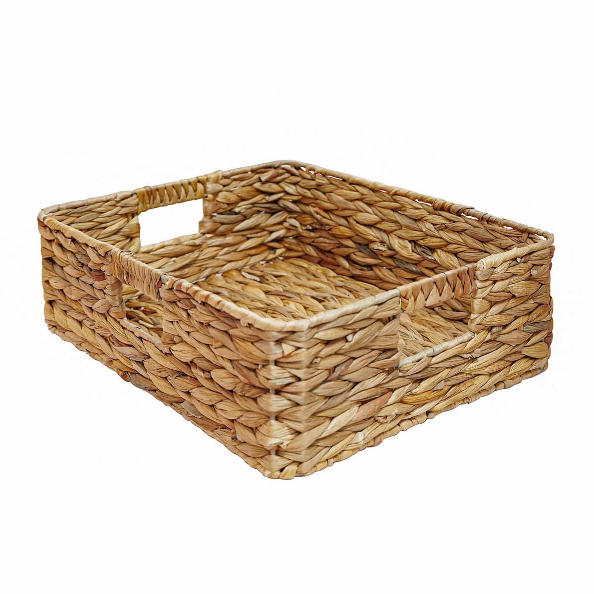 Rectangular Water Hyacinth Storage Baskets, Wicker Woven Shelves Baskets