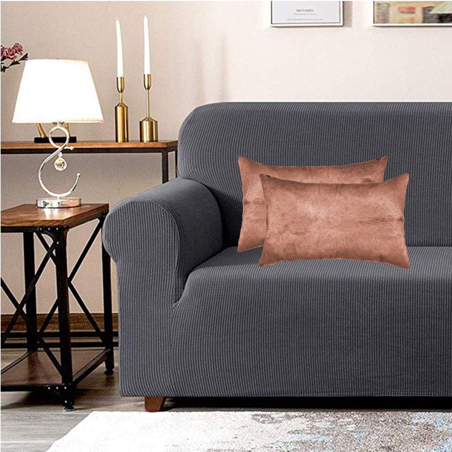 HomeRoots Cowhide, Microsuede, Polyfill 12' x 20' x 5' Brown Cowhide Pillow 2 Pack