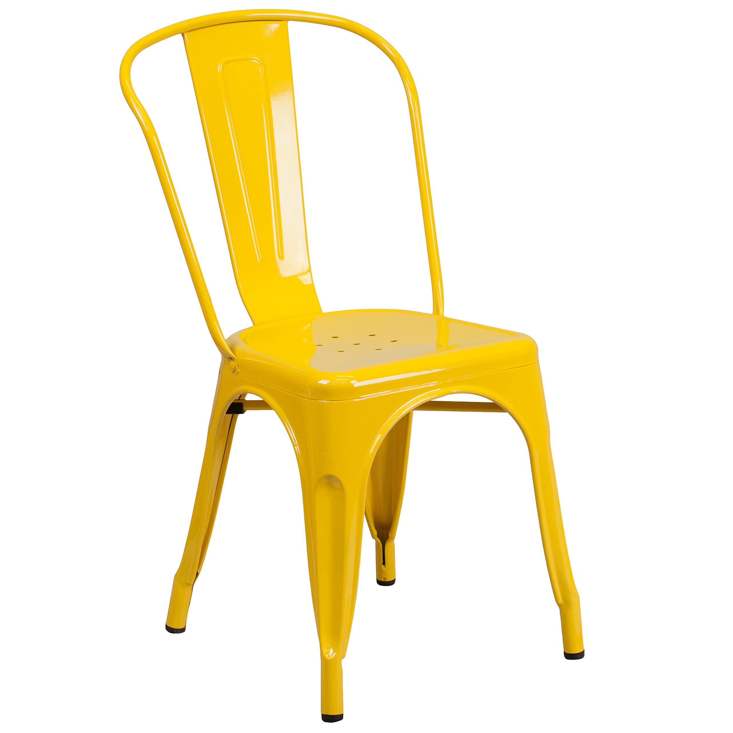 Flash Furniture Commercial Grade 31.5" x 63" Rectangular Yellow Metal Indoor-Outdoor Table Set with 4 Stack Chairs
