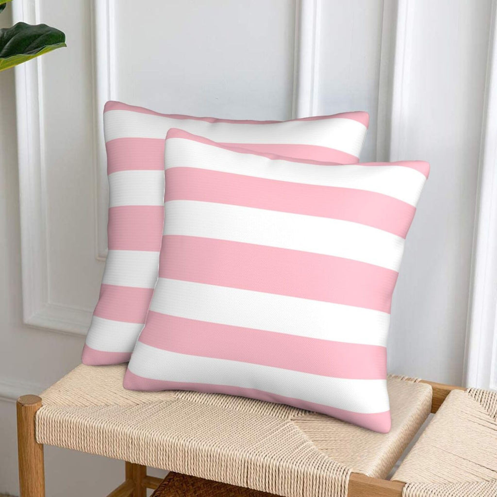 Pink And White Stripes Farmhouse Throw Pillow Covers 18X18 Inch Pillow Case Soft Cushion Pillow Covers Set Of 2 For Sofa Bedroom
