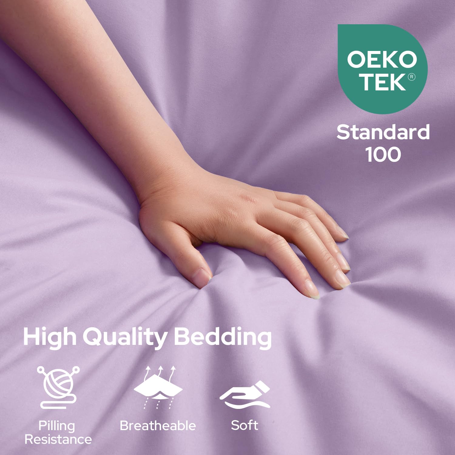 Homeideas King Size Bed Sheets - 6 Piece Set (Lavender) - Extra Soft Brushed Microfiber 1800 Bedding Sheets, Deep Pocket, Wrinkle & Fade Free