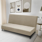Znsayotx Armless Futon Covers Full Size (67'-82') Stretch Jacquard Sofa Bed Slipcovers, Striped Queen Futon Cover With Non-Slip Elastic Bottom, Soft Cozy Futon Mattress Cover Washable (Khaki)