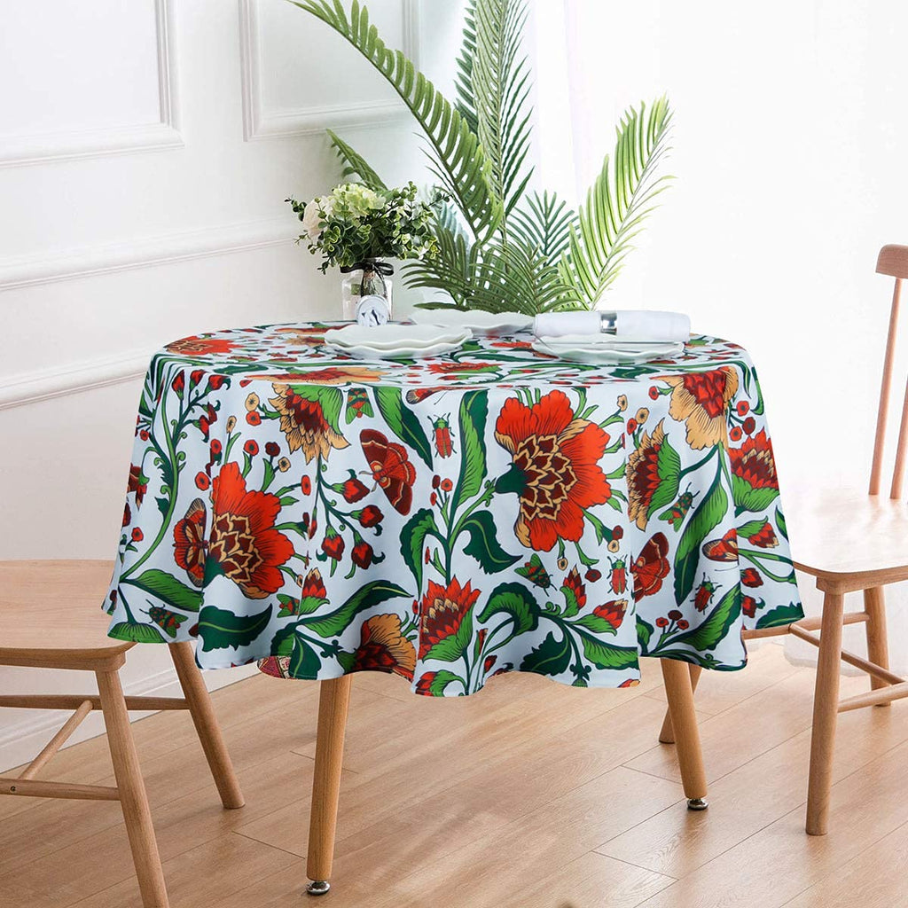 Ehousehome Indoor Outdoor Tablecloth Water Resistant Spill Proof Fabric Table Cover (70Inch Round No Zipper And Hole)