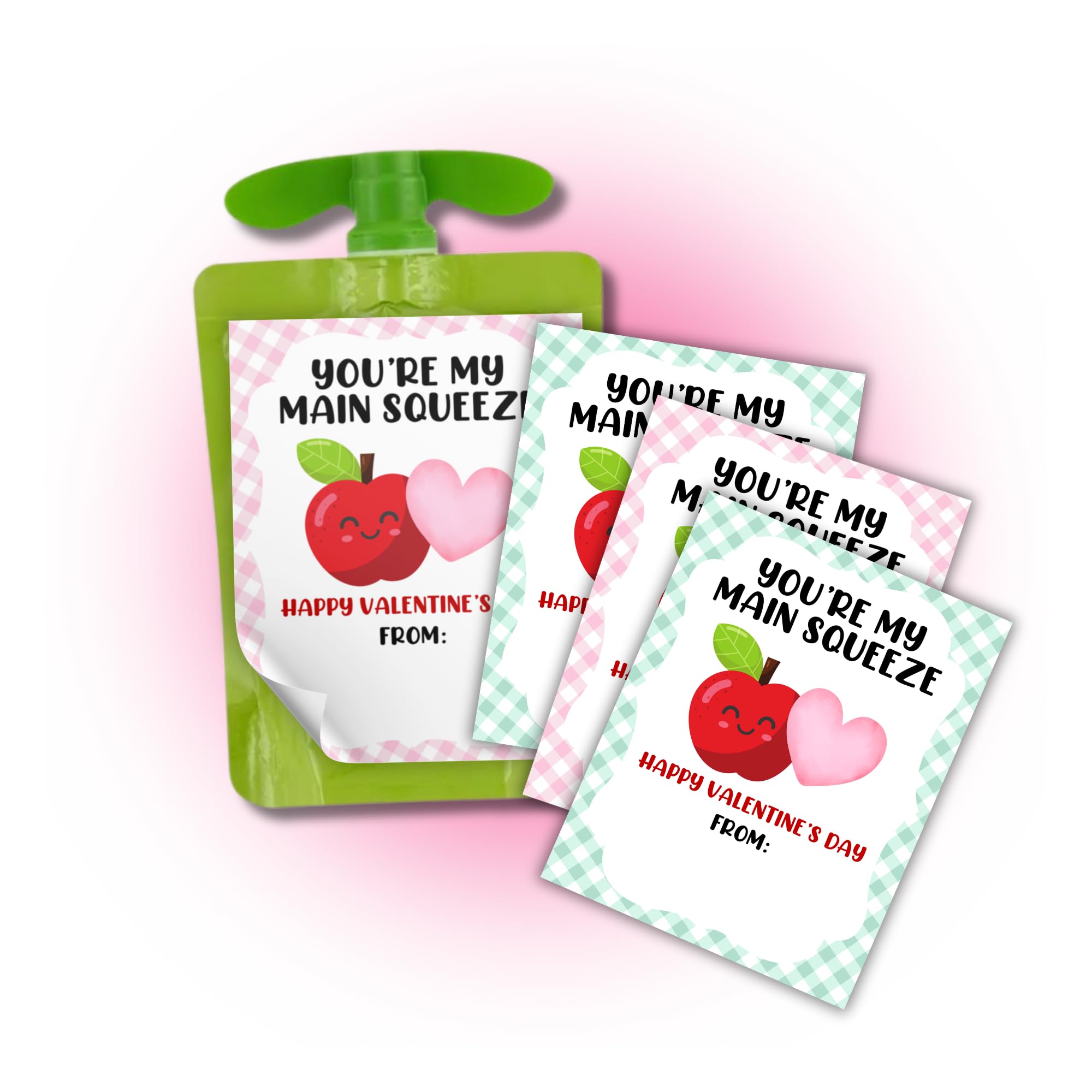 Youre My Main Squeeze Applesauce Pouch Valentine'S Day Stickers | 40Pk 2.75X3.5    Labels Pink & Green For Fruit Kids Pouches Bu