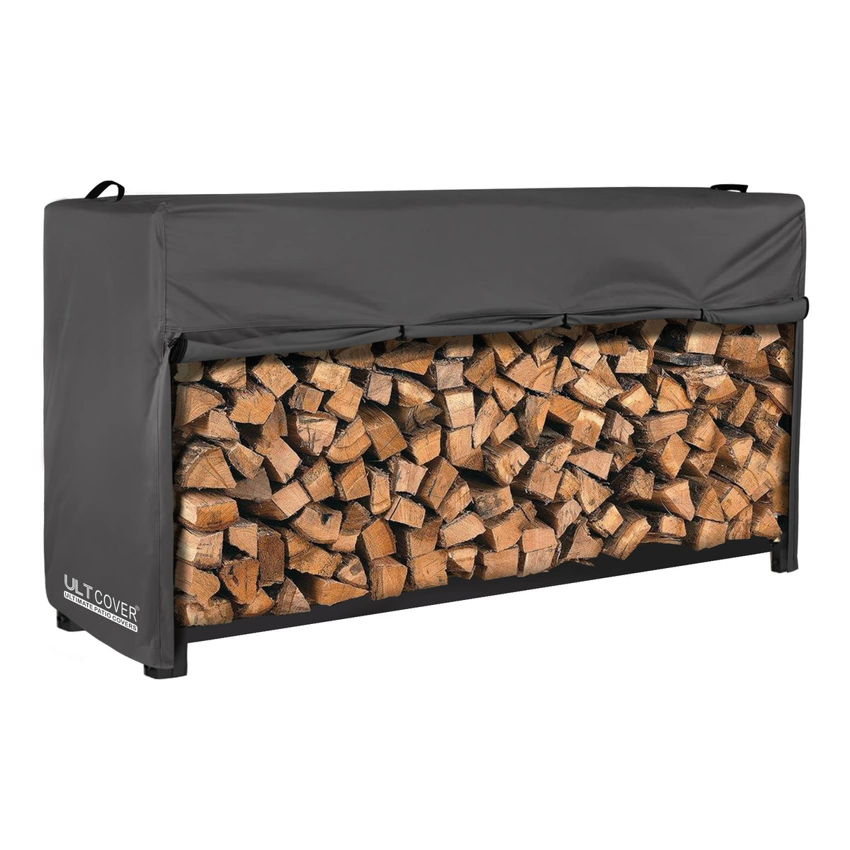 Ultcover Waterproof Firewood Racks Cover 8 Feet Heavy Duty Outdoor Logs Holder Stand Cover, Black
