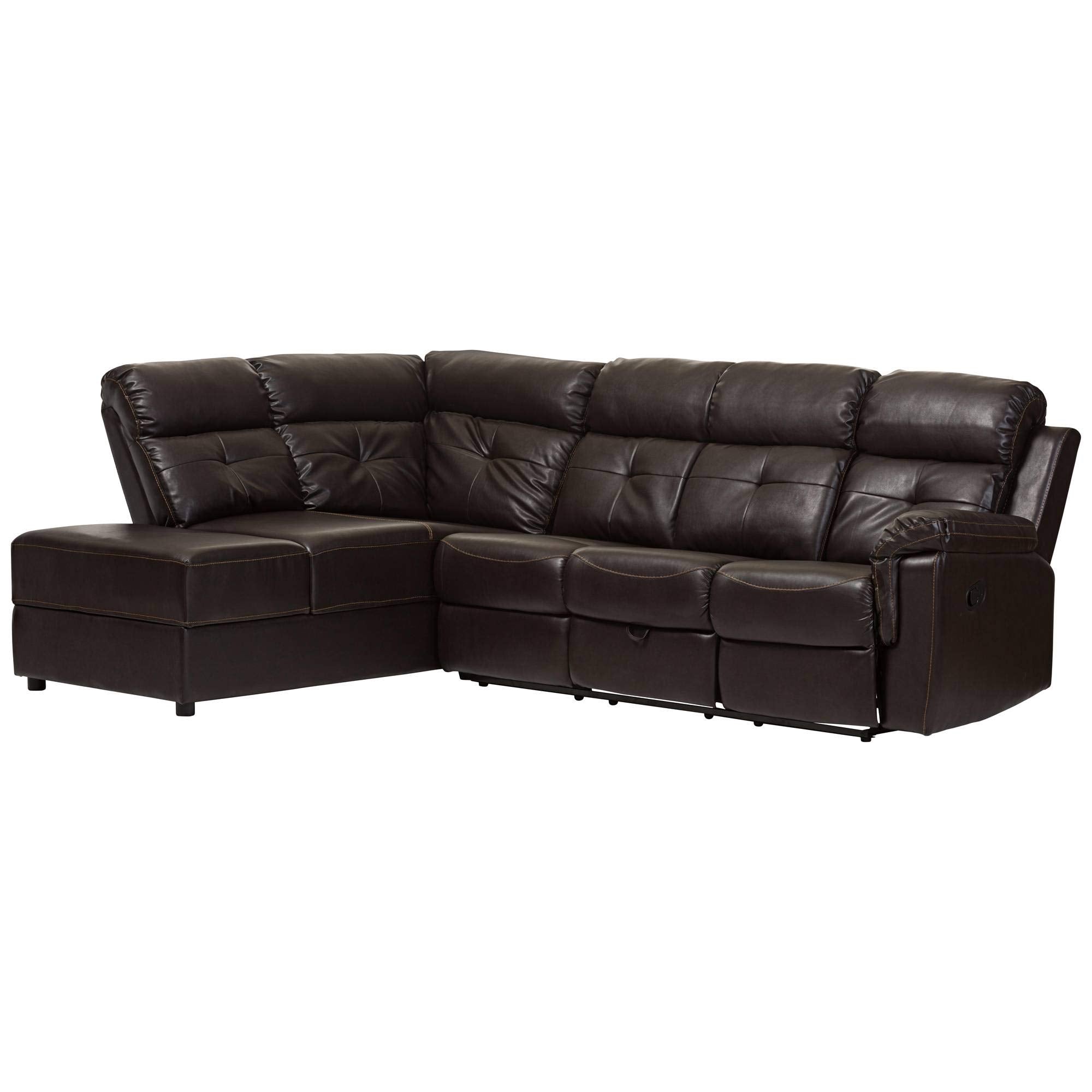 Baxton Studio Roland Modern and Contemporary Sectional with Recliner and Storage Chaise