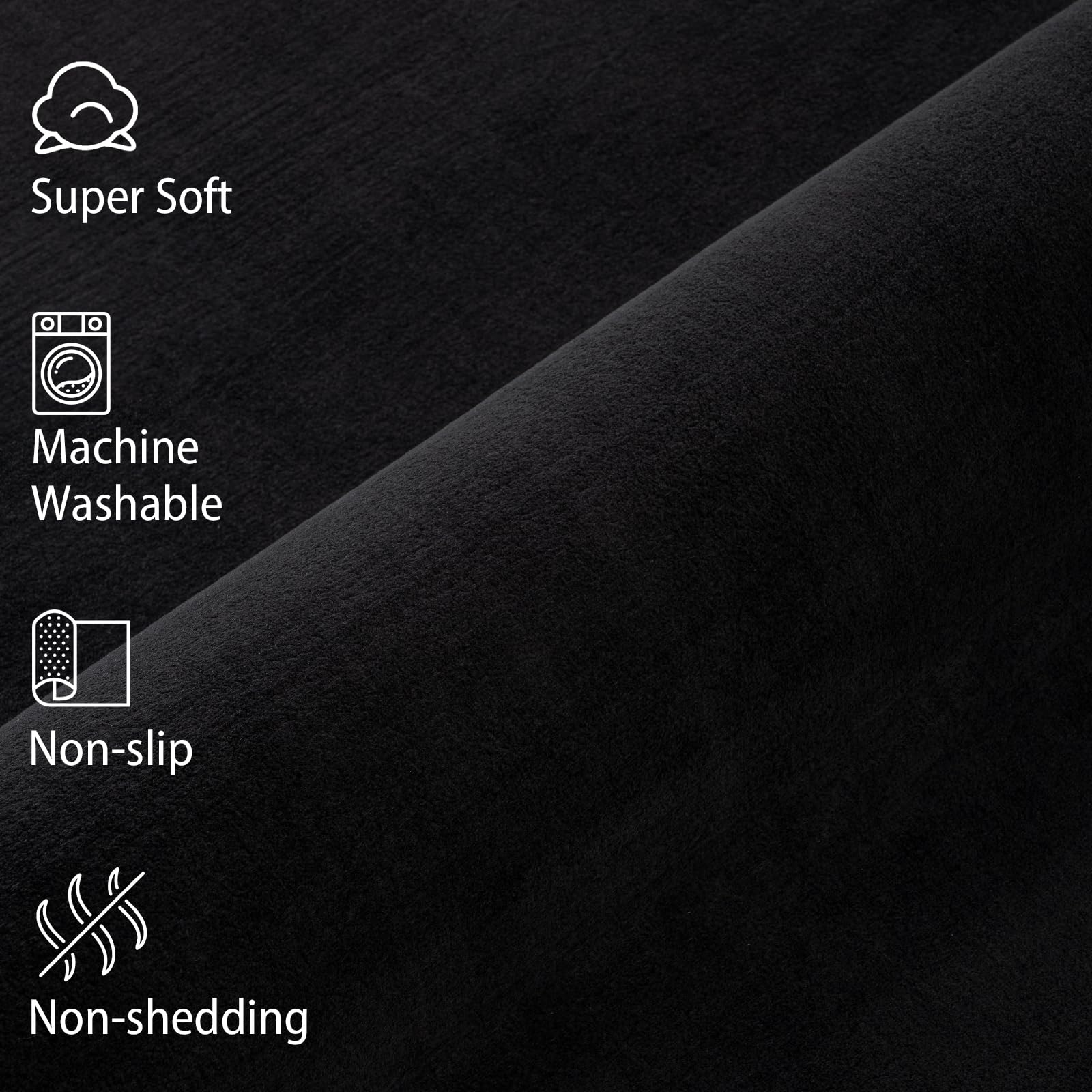 Softlife Washable Living Room Rug, 5X7 Black Area Rugs For Bedroom, Soft Fluffy Fuzzy Carpet Bedside Rug Indoor Non-Slip Rug For