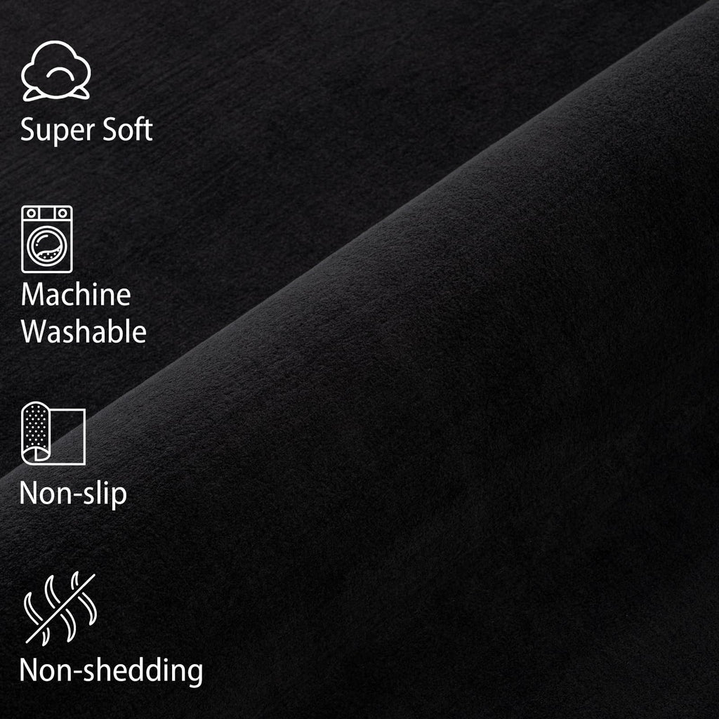 Softlife Washable Runner Rug For Bedroom Living Room Rug, 2X6 Black Soft Fluffy Hallway Runner Rug, Non-Slip Indoor Carpet For K