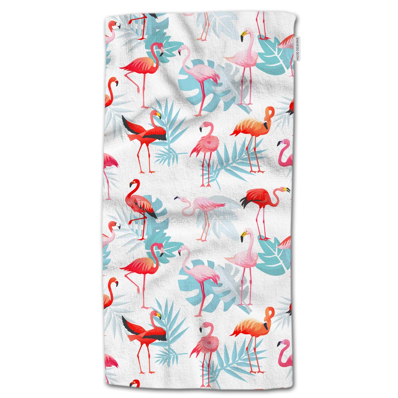 HGOD DESIGNS Flamingo Hand Towels,Tropical Pink Flamingos and Exotic Bird with Palm Leaves 100% Cotton Soft Bath Hand Towels for