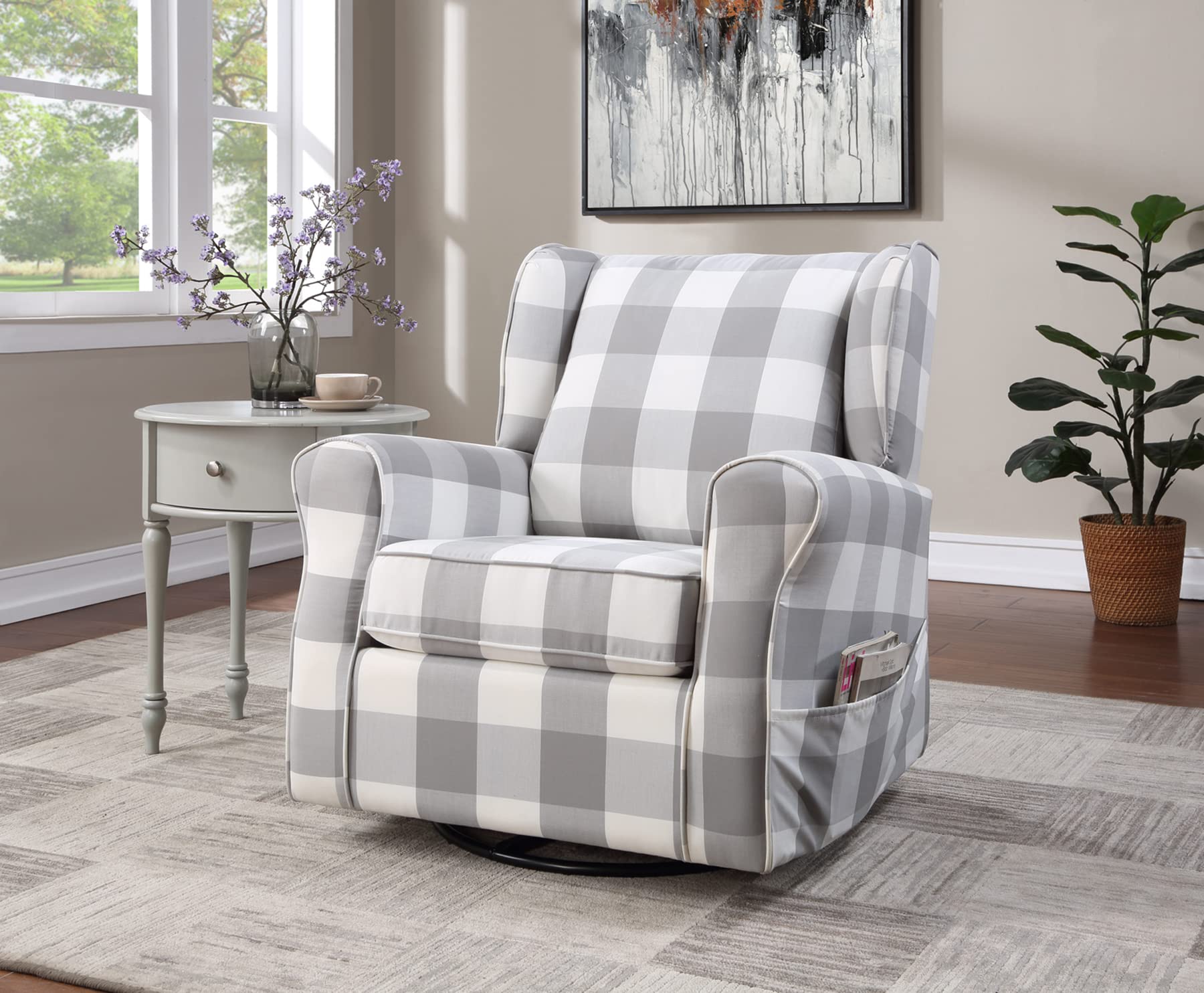 Acme Furniture Swivel Chair with Glider in Gray, Grey