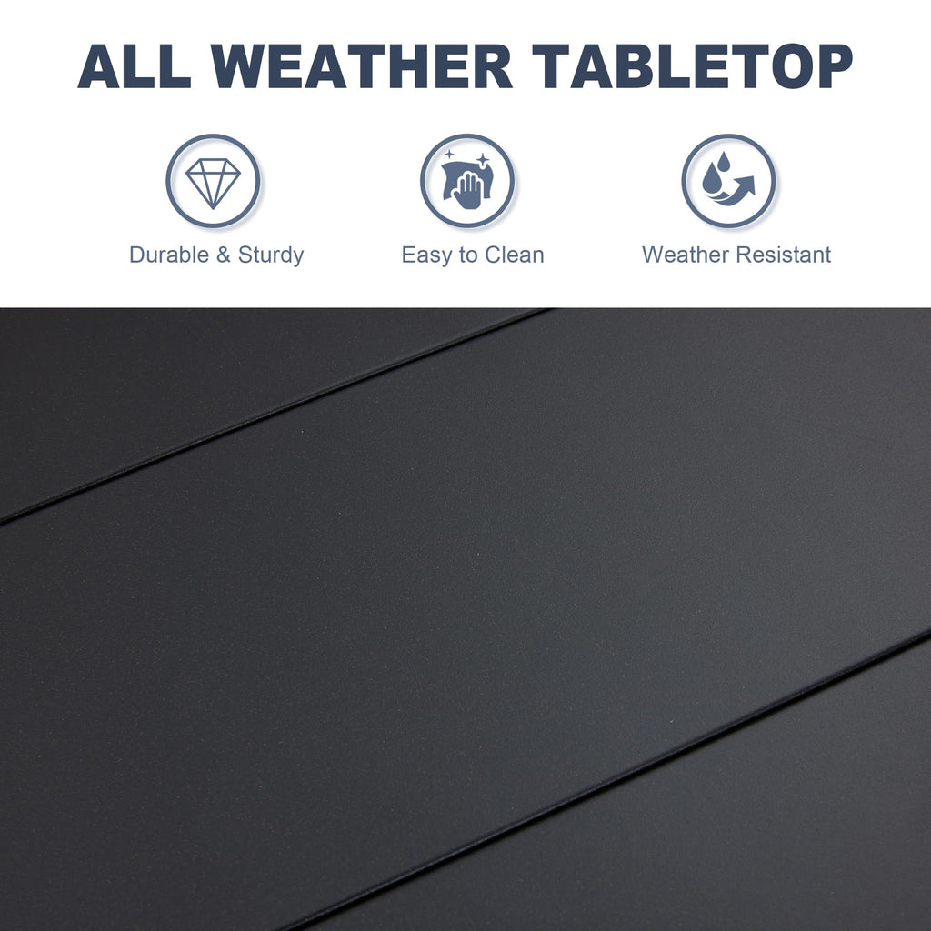 Vicllax 53' Round Patio Dining Table For 6-8, Metal Outdoor Dining Table With Umbrella Hole For Garden, Patio, Balcony, Black