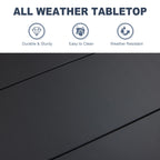 Vicllax 53' Round Patio Dining Table For 6-8, Metal Outdoor Dining Table With Umbrella Hole For Garden, Patio, Balcony, Black