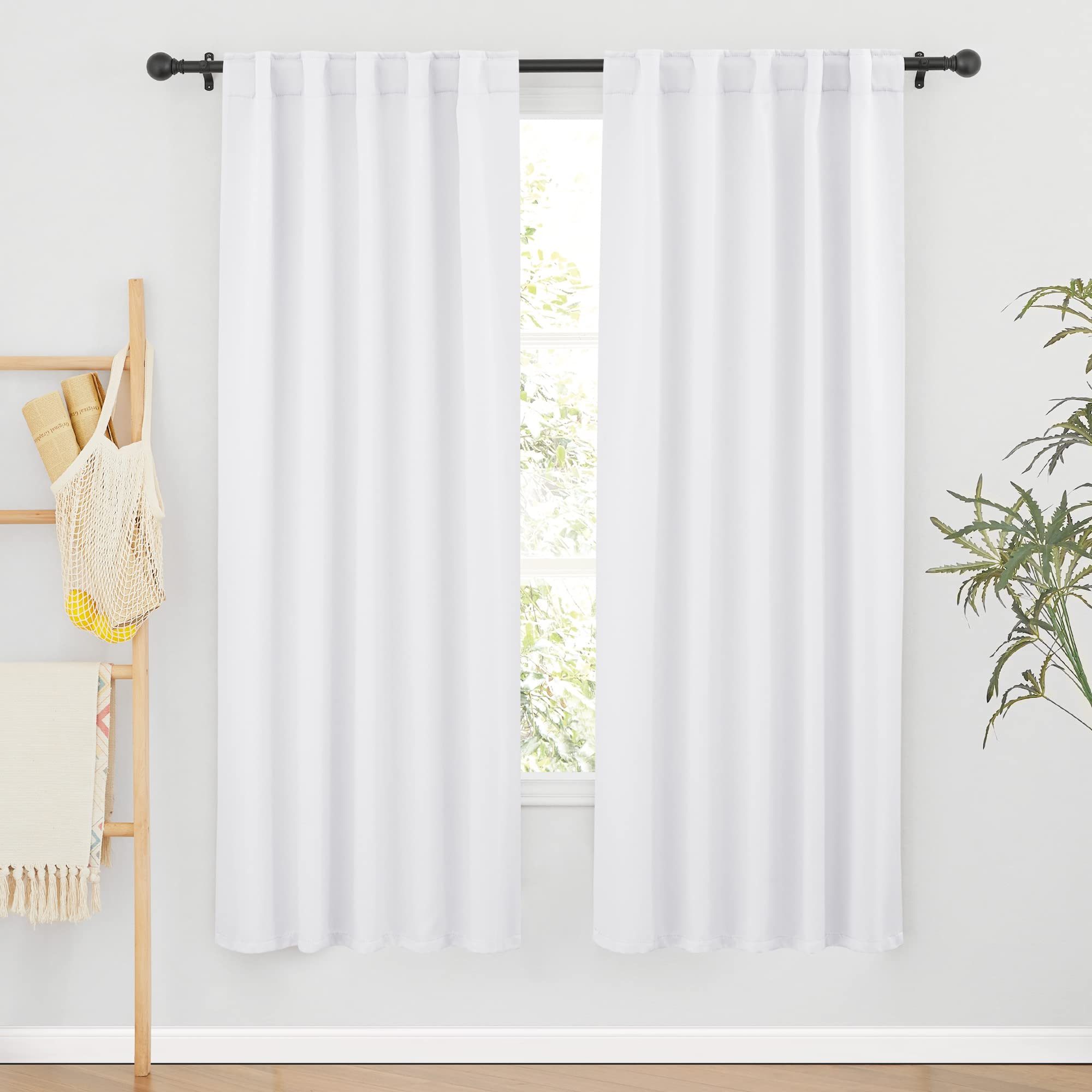 Ryb Home Blackout Curtains For Living Room, Back Tab & Rod Pocket Top Insulating Window Decor For Bedroom Dining Classroom Home Office, W 62 X L 72, Pure White, 2 Panels
