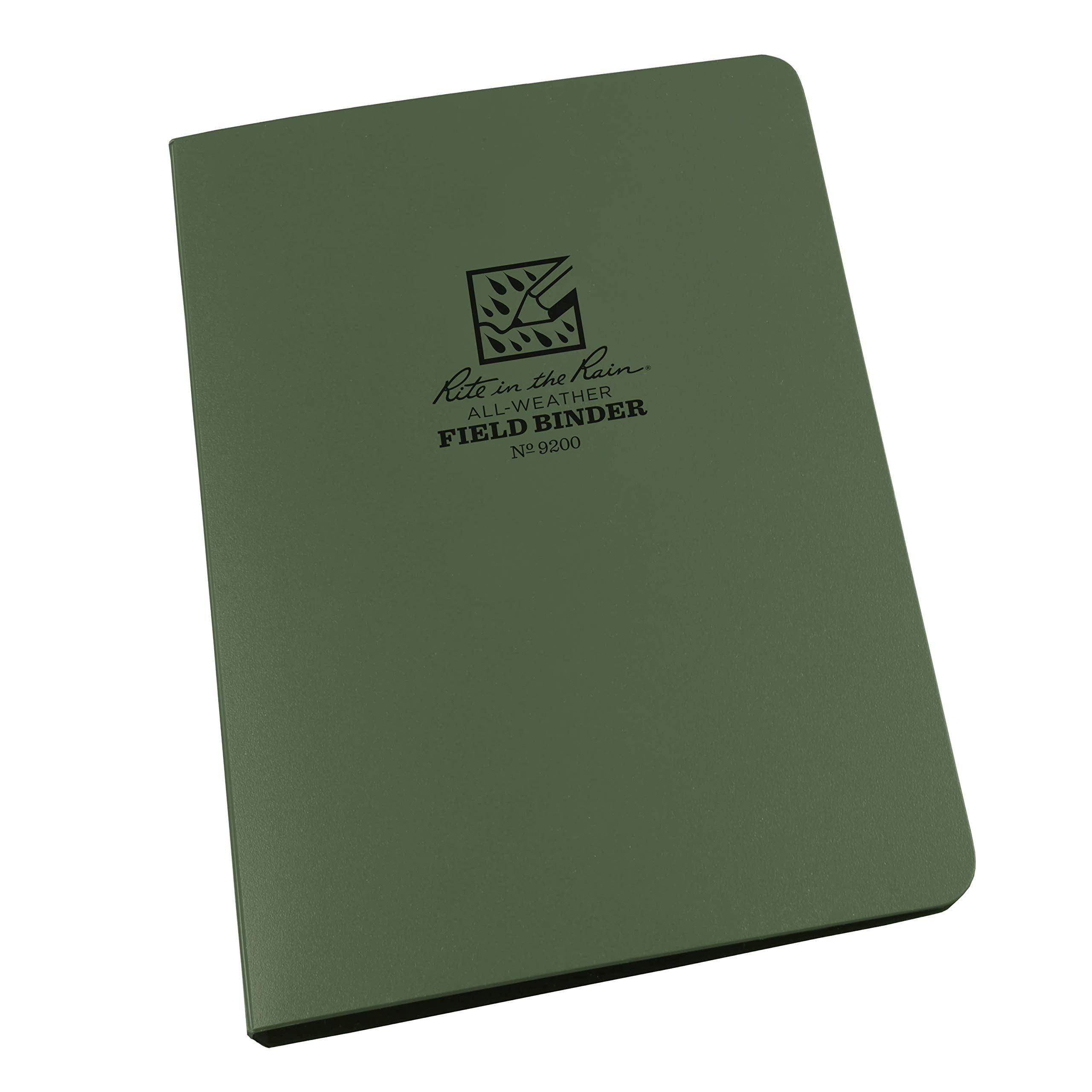 Rite In The Rain Weatherproof 1/2' Ring Binder, 5.625' X 7.875', Green Binder (No. 9200)