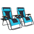 Mfstudio Zero Gravity Chairs Set Of 2, Xl Oversized Outdoor Anti Gravity Chair, Patio Lounge Folding Adjustable Chair With Cup Holder & Padded Headrest, Support 400Lbs,Pacific Blue