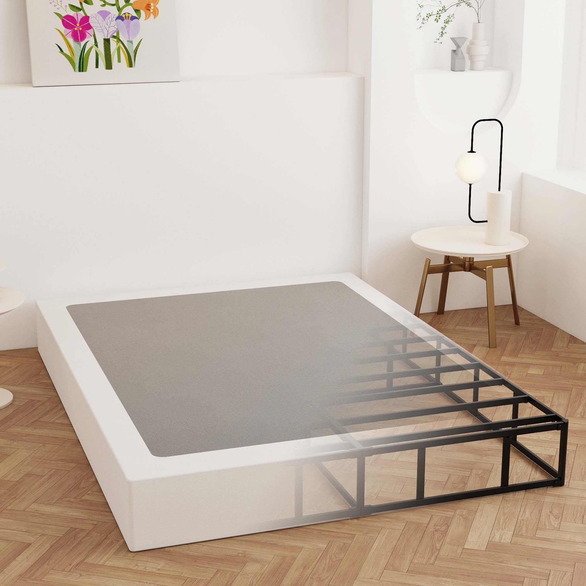 Maenizi California King Box Spring 9 Inch, Heavy Duty Metal Box Spring Bed Base with Fabric Cover, Mattress Foundation, Easy Ass