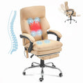 Homrest Ergonomic Office Chair With 6-Point Massage & Heating, Adjustable Executive Desk Chair With Retractable Footrest, Pu Lea