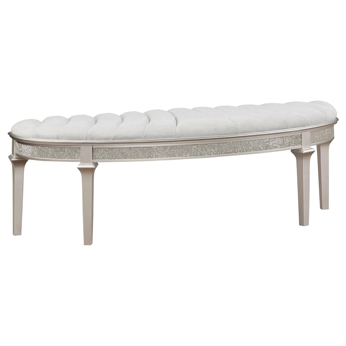 Coaster Home Furnishings Evangeline Upholstered Demilune Bench Ivory And Silver Oak