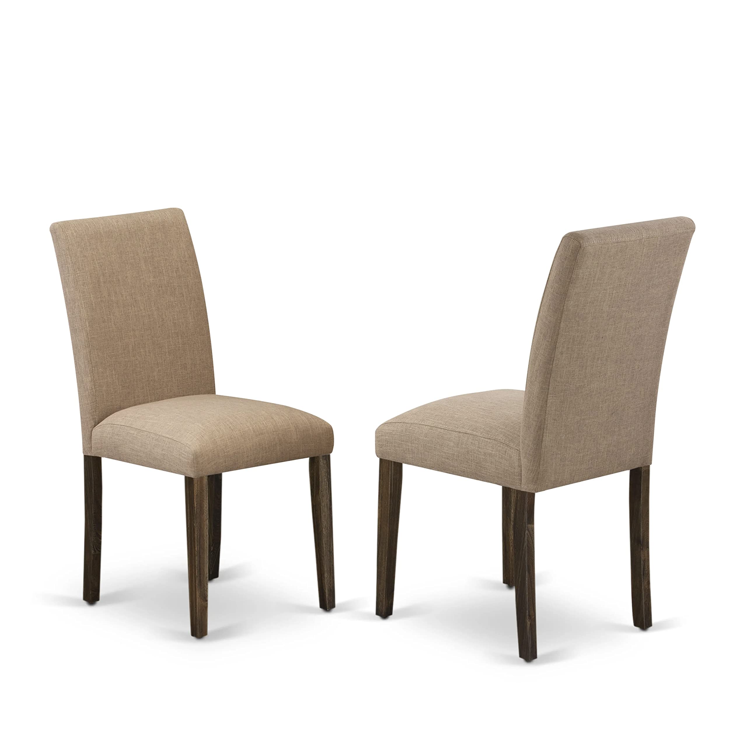 East West Furniture X777Ab747-7 7 Piece Dining Room Furniture Set Consist Of A Rectangle Dining Table With X-Legs And 6 Light Sable Linen Fabric Parsons Chairs, 40X72 Inch, Multi-Color