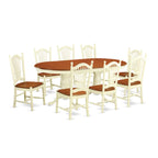 East West Furniture PLDO9-WHI-W 9 Piece Dining Room Furniture Set Includes an Oval Kitchen Table with Butterfly Leaf and 8 Dining Chairs, 42x78 Inch, Buttermilk & Cherry