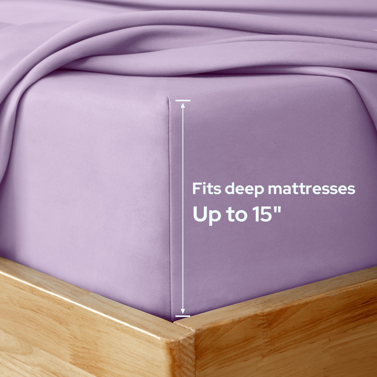 Homeideas King Size Bed Sheets - 6 Piece Set (Lavender) - Extra Soft Brushed Microfiber 1800 Bedding Sheets, Deep Pocket, Wrinkle & Fade Free