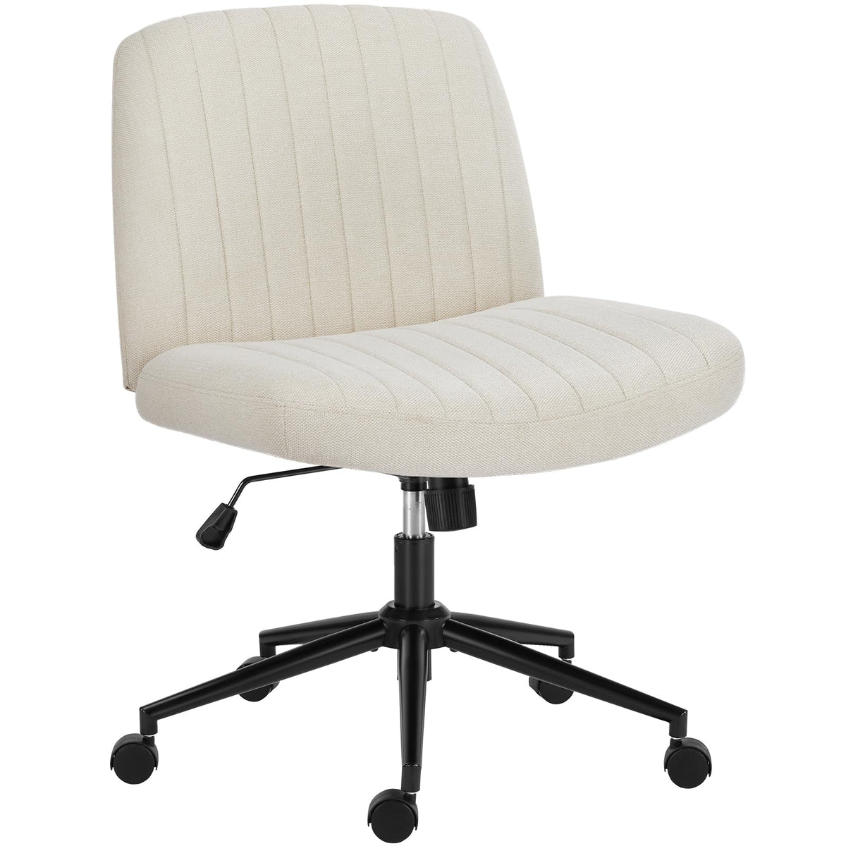 Olixis Criss Cross Legged Chairs Armless With Wheels Wide Seat Height Adjustable Swivel Padded Home Office Desk Seating For Bedroom, Student, Study Room