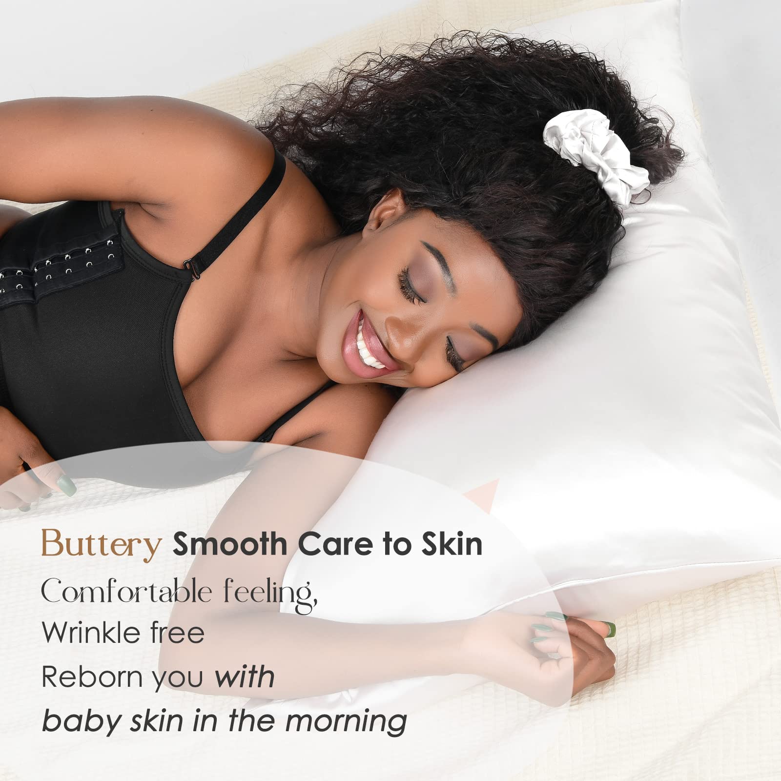 Yanibest Satin Pillowcase For Hair And Skin Silk Pillowcase 2 Pack Cooling Satin Pillowcase With Zipper Vegan Silk Pillowcase For Hair & Skin | King 20X40