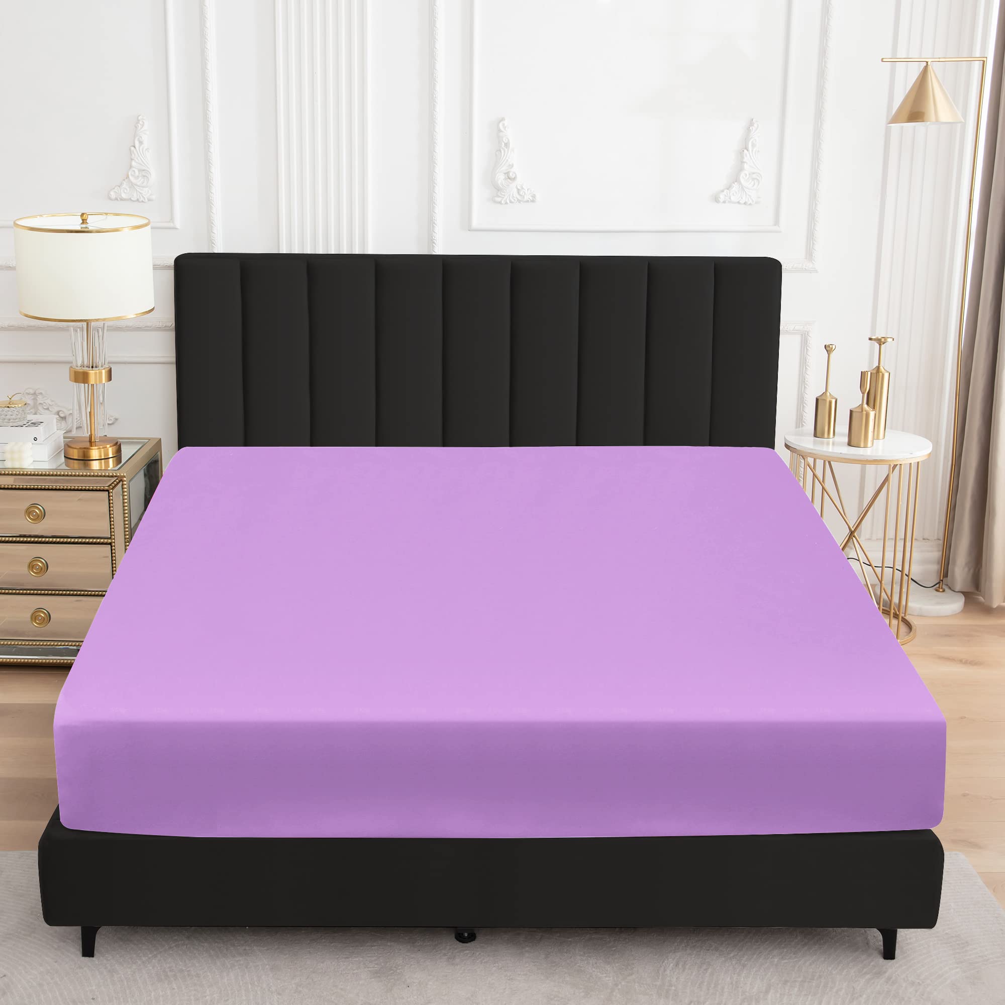 Sufdari Mattress Protector,Waterproof Mattress Cover Queen,18' Deep Pocket Mattress Protector,Fitted Sheet Style With Elastic Rubber Band,Washable And Easy Care-Purple,Queen