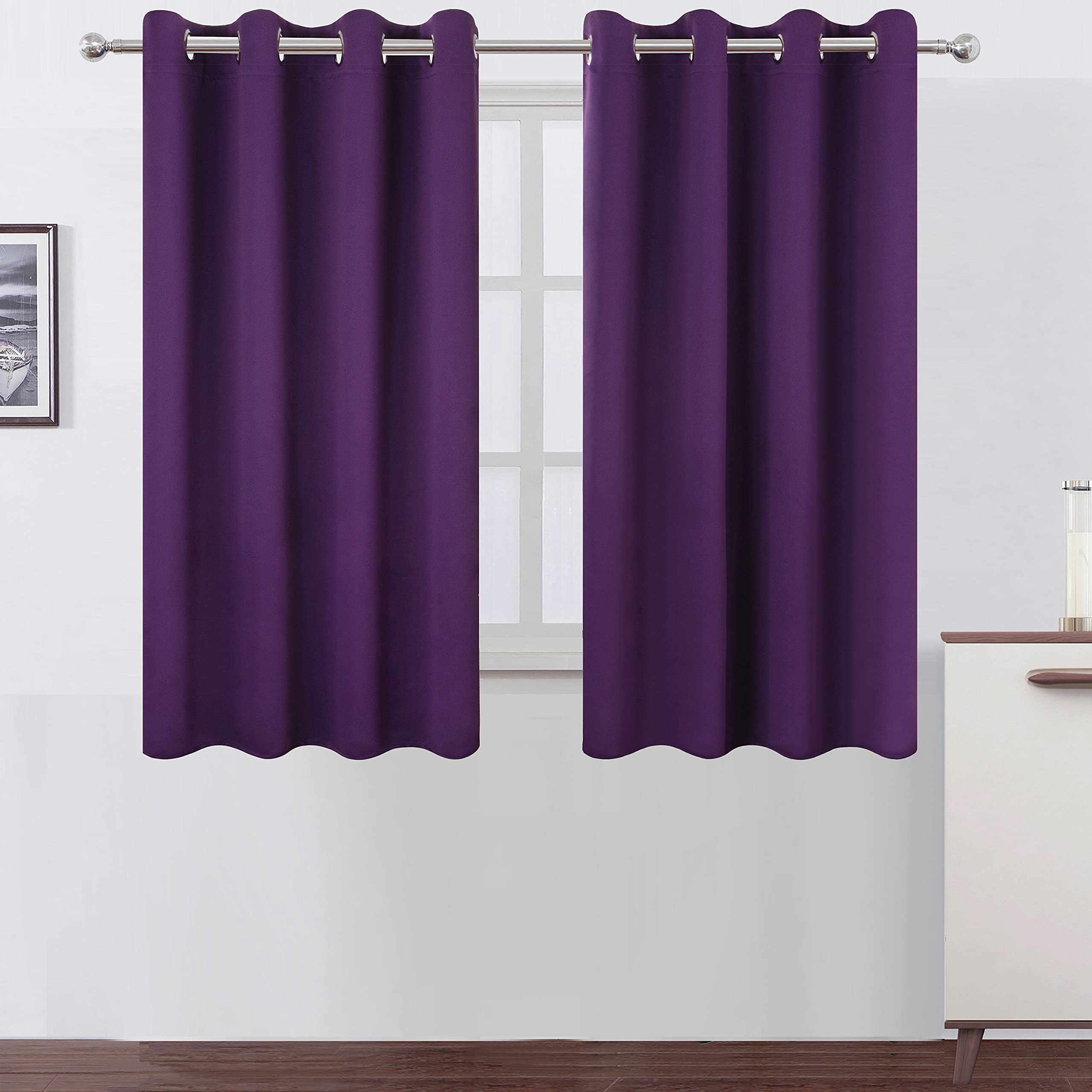 Lemomo Purple Thermal Blackout Curtains/52 X 54 Inch/Set Of 2 Panels Room Darkening Curtains For Bedroom