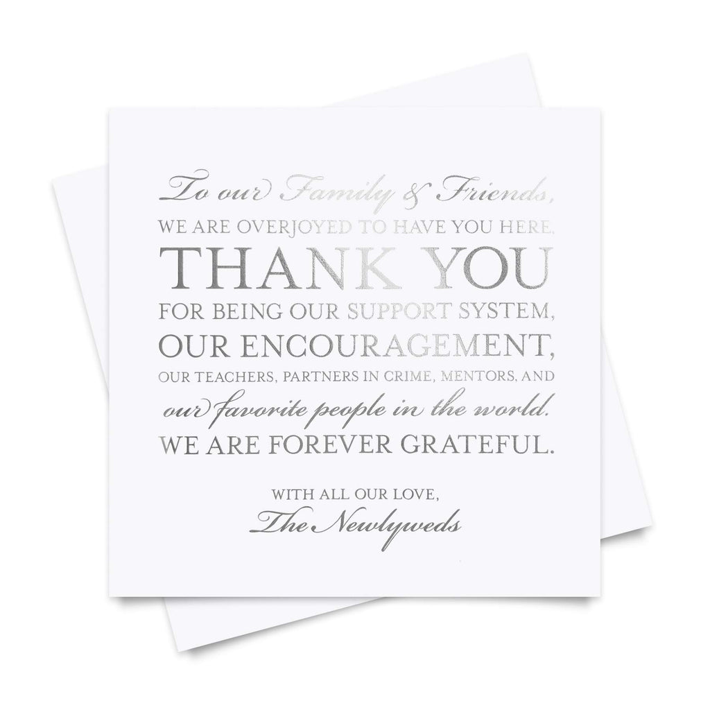 Bliss Collections Wedding Reception Thank You Cards - Pack of 50 Real Silver Foil Cards are a Great Addition to Your Table Cente