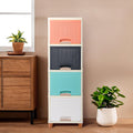 Kuber Industries 4 Units Cupboard For Storage Organizer | Foldable Wardrobe Rack For Clothes, Books & Toys | Stackable Kitchen C