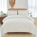 PERFEMET White Comforter Set Full Size 3 Pieces Ruffle Boho Bedding Set for Girls Washed Microfiber Farmhouse Bed Set (White,Ful