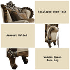 Acme Latisha Chair with Nailhead Trim in Tan Pattern Fabric and Antique Oak