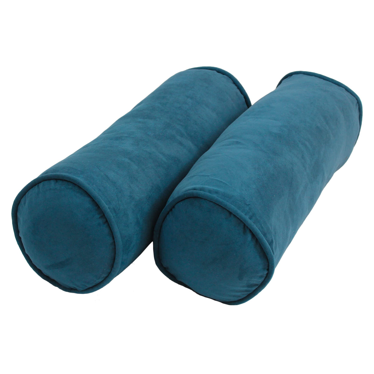 Blazing Needles Corded Microsuede Bolster Pillow, 20&quot; x 8&quot;, Teal 2 Count