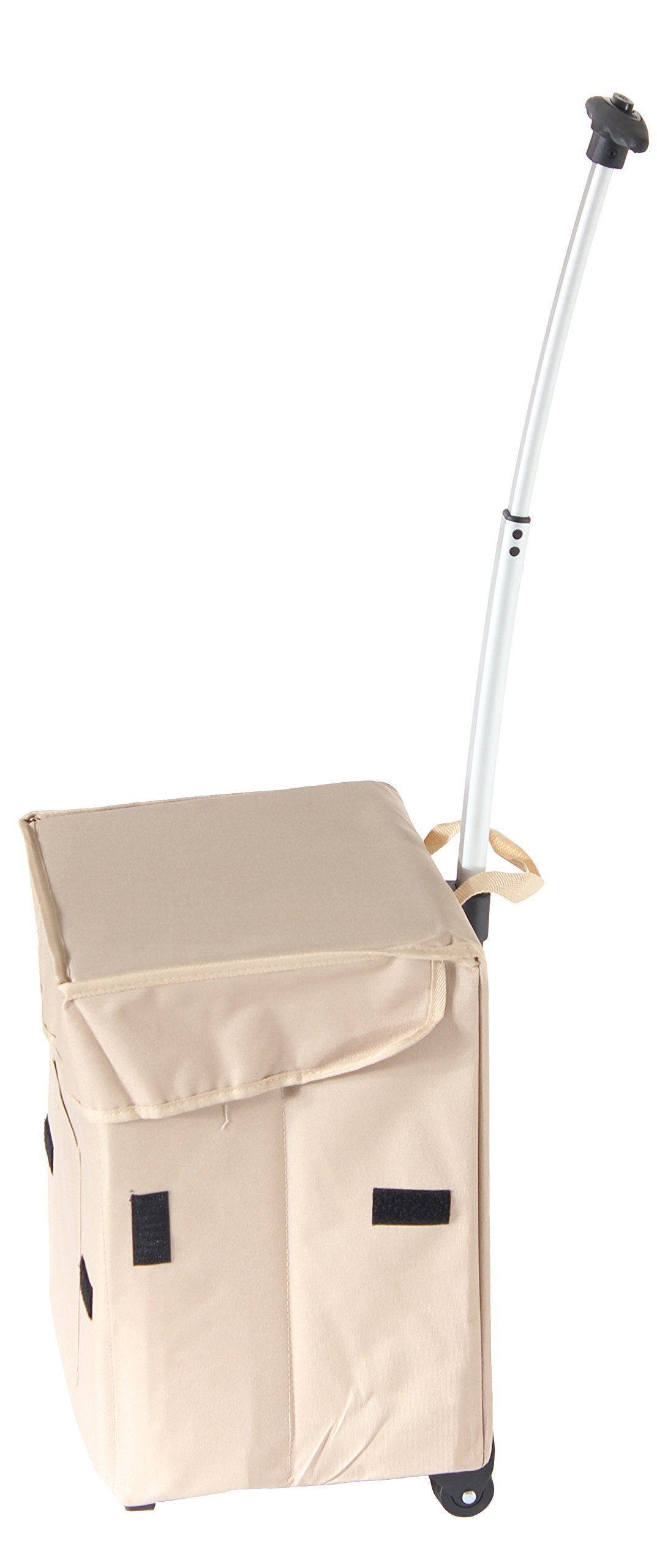 Dbest Products Smart Cart, Khaki Collapsible Rolling Utility Cart Basket Grocery Shopping Teacher Hobby Craft Art